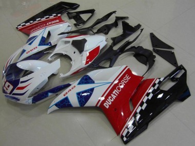 Carenado Moto Ducati 848 2007-2014 - Blanco Rojo Azul Negro Brillante Corse 69