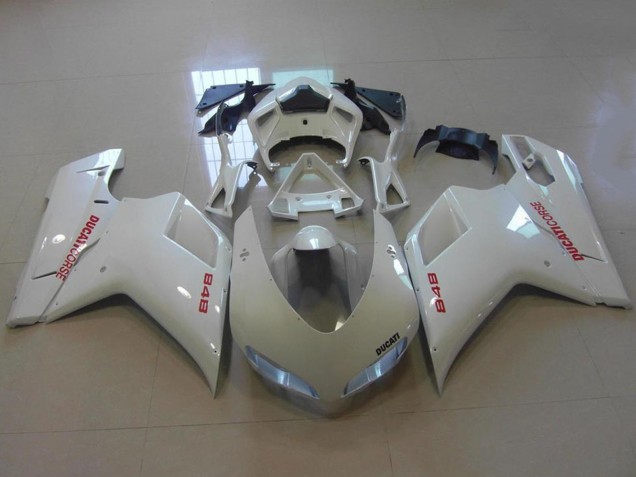Carenados Moto Ducati 848 2007-2014 - Blanco Brillante Rojo Calcomanías