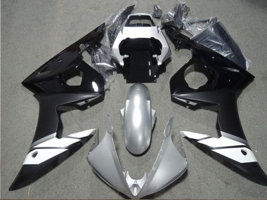 Carenados Moto Yamaha YZF R6 2003-2004 - Blanco Plata Negro Brillante Negro Mate