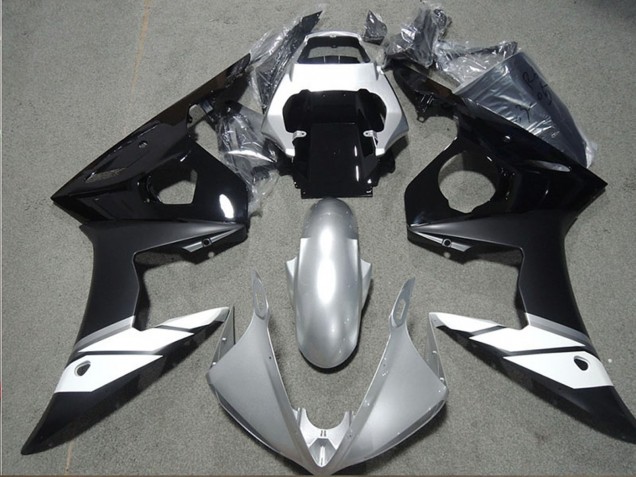 Carenados Moto Yamaha YZF R6 2003-2004 - Blanco Plata Negro Brillante Negro Mate