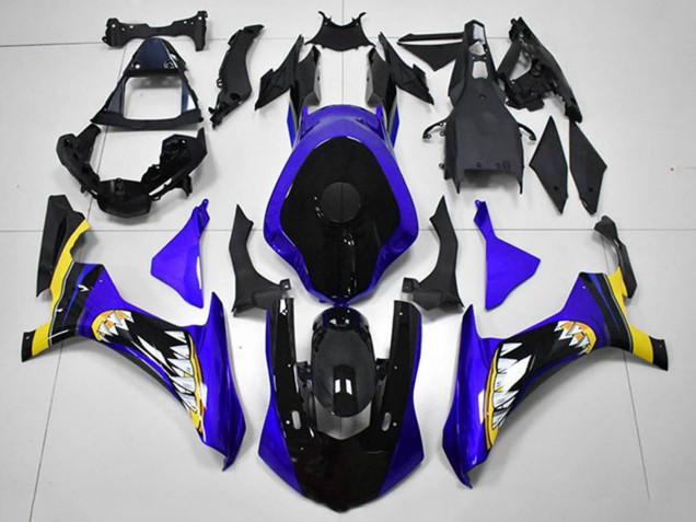 Carenados Moto Yamaha YZF R1 2015-2019 - Azul Amarillo Negro Brillante Tiburón
