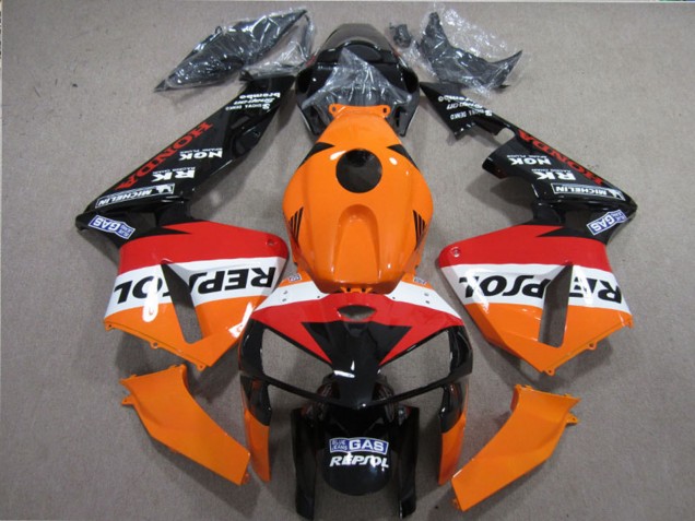 Kits Carenados Moto Honda CBR600RR 2005-2006 - Naranja Blanco Rojo Negro Brillante Repsol