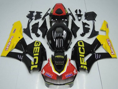 Carenados Moto Honda CBR1000RR 2012-2016 - Rojo Amarillo Negro Brillante HRC One Heart GEICO