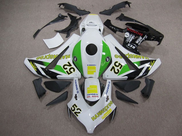 Carenados Moto Honda CBR1000RR 2008-2011 - Blanco Verde Amarillo Negro Brillante Hannspree 52