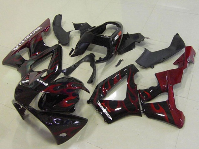 Carenados Moto Honda CBR900RR 929 2000-2001 - Negro Brillante Rojo Llama