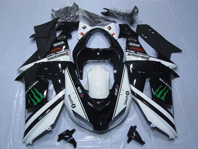 Carenados Moto Kawasaki ZX6R 2007-2008 - Negro Blanco Monstruo Touch4
