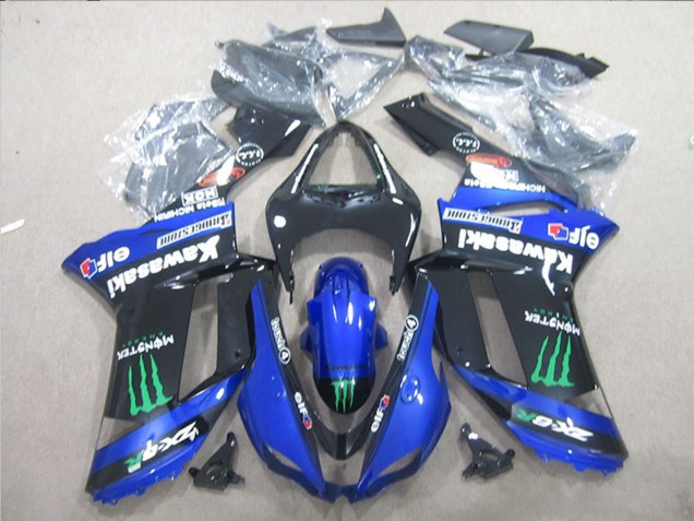 Carenados Moto Kawasaki ZX6R 2007-2008 - Negro Azul Verde Monstruo