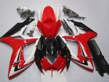 Carenados Moto Suzuki GSXR 600 2006-2007 - Blanco Rojo Negro Brillante Raya