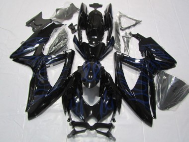 Carenados Moto Suzuki GSXR 600 2008-2010 - Negro Brillante Azul Llama