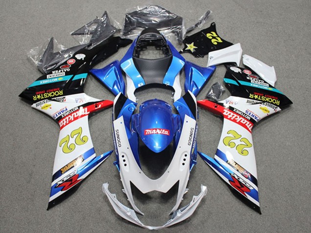 Carenados Moto Suzuki GSXR 600 2011-2024 - Azul Blanco Rojo Negro Rockstar 22