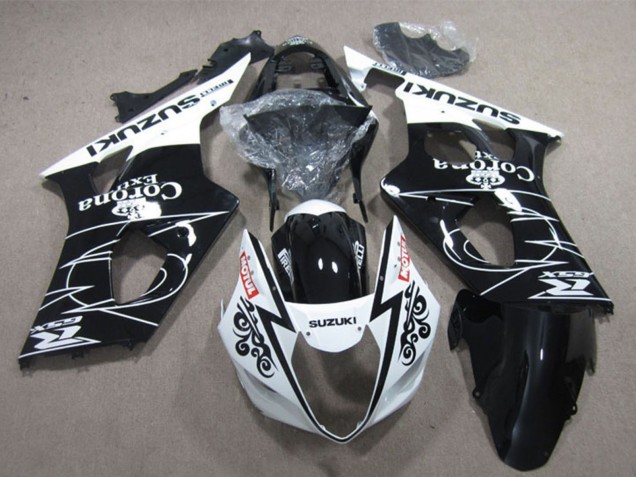 Carenados Moto Suzuki GSXR 1000 2003-2004 - Blanco Negro Brillante Corona Extra Motul