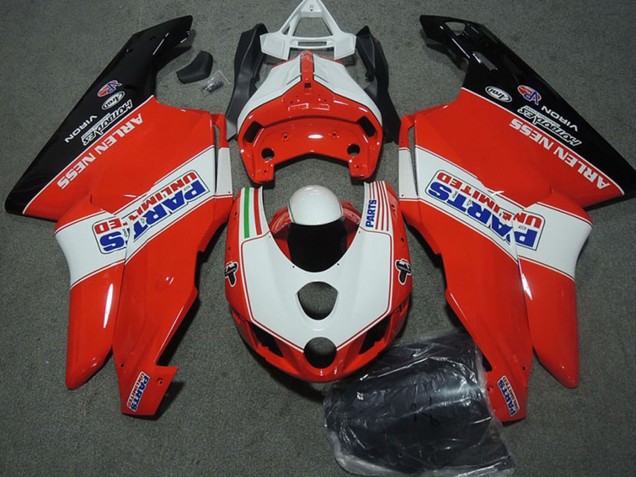 Carenados Moto Ducati 749 999 2003-2004 - Blanco Rojo Negro Brillante Parts Unlimited