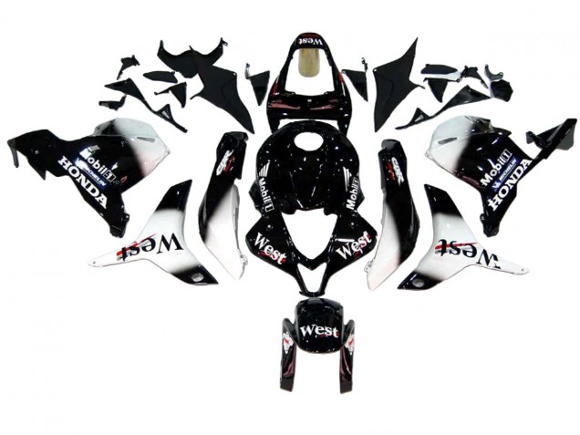 Carenados Moto Honda CBR600RR 2009-2012 - Negro Brillante Blanco West