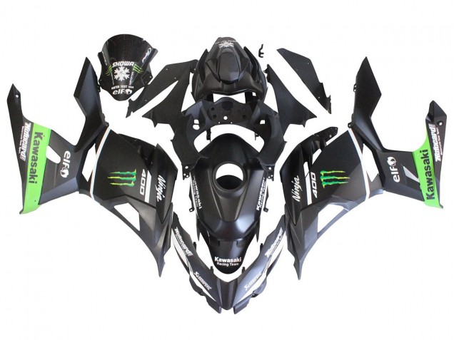 Carenados Moto Kawasaki EX400 2018-2024 - Negro Mate Verde Monstruo Showr Nieve