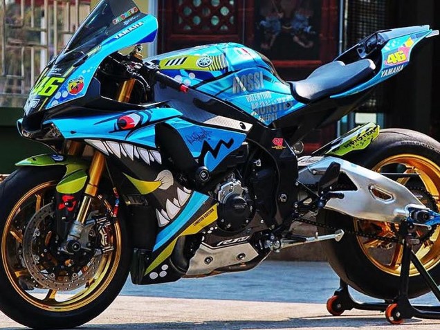 Carenados Moto Yamaha YZF R1 2015-2019 - Azul Amarillo Tiburón